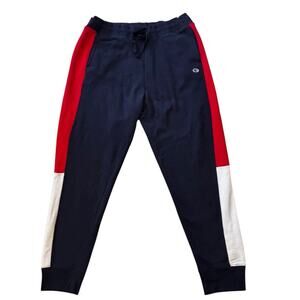 Champion Red White Blue XXL Jogger Sweats Logo Color Block Cuffed Cotton Blend